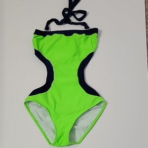 VENUS Women's One Piece Swimwear in Neon Green and Navy, Size 6
